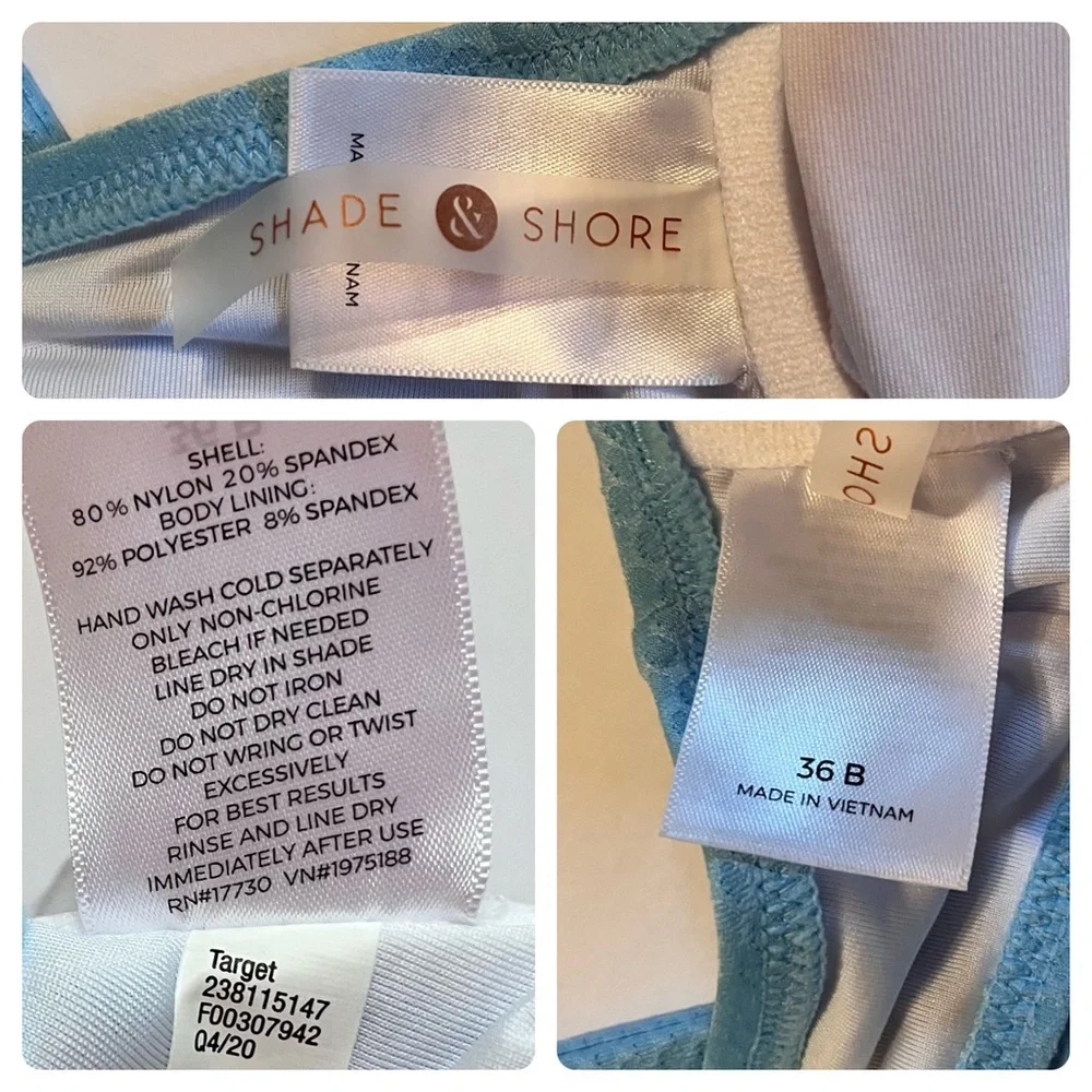 Shade & Shore knot front textured triangle bikini top 36B light blue